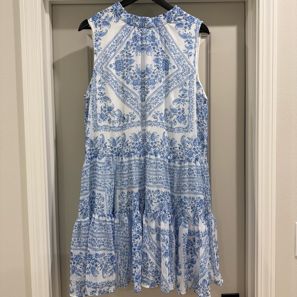 Calvin Klein blue and white dress